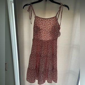 Floral Print Ruffle Hem Tie Back Cami Dress